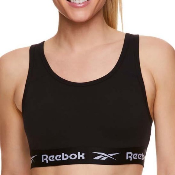 NWT Reebok Black Logo Effortless Bra Size Small Black/White - Picture 12 of 12